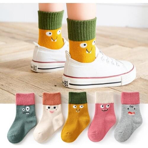 5 Pair/Lot Autumn Winter Warm Childrens Socks Cute Cartoon Unicorn Soft Cotton Sock Fashion Stripe Student Sport Socks for Kids