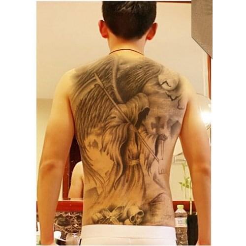 New 48*34cm Full Back Temporary Tattoo Sticker Skull Devil Darkness Buddha Waterproof Fake Tattoos Halloween Stickers for men