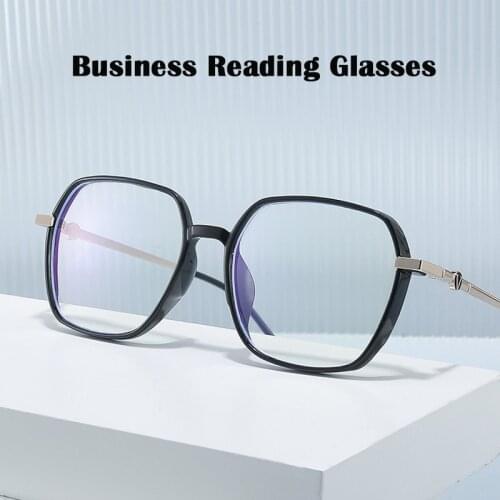 Big Rim Transparent Anti Blue Light Reading Glasses Men Women Ultralight Business Polygon Presbyopic Glasses TR90 UV Protection