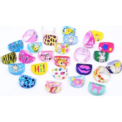 Wholesale 20Pcs Mixed Lots Cute Cartoon Animal Princess Ring Children Kids oval Shape Rings Jewelry party Gifts