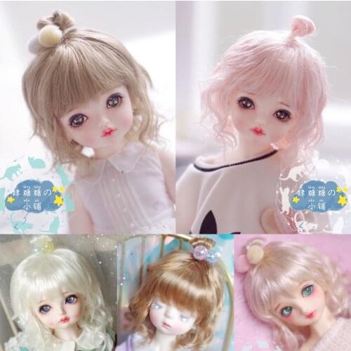BJD doll wig with imitation mohair wig 4\6\8points giant baby 3 big female milk tea brown pink gold tuanzi short curl