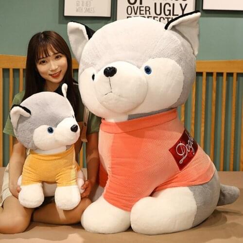 Zqswkl 23/35/50cm cute husky dog plush toy doll bed sleeping clip legs pillow hugs super soft stuffed toys for children