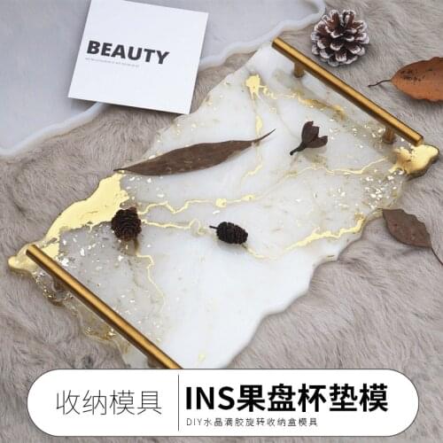 Fruit Tray Mold Tea Tray Glue Mold Tray Silicone Mold Resin Glue Set Tray Coaster DIY Material Package