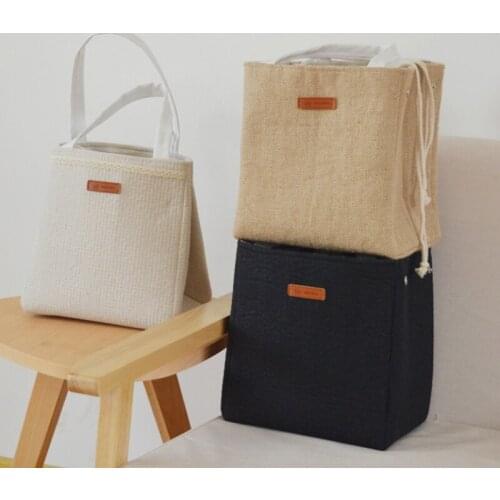 Portable Lunch Bag Cotton Linen Lunch Bags Picnic Carry Case Thermal Bag for Kids Women Girls Ladies Man new