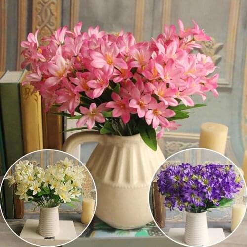 Lovely Artificial Mini Lily Flower Bouquet Home Wedding Decor 24 Flowers on 1 Piece