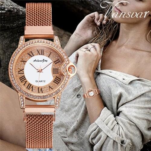 Roma Numerals Women Watch Luxury Rhinestone Magnet Clasp Ladies Quartz Wristwatches Clock Relogio Feminino
