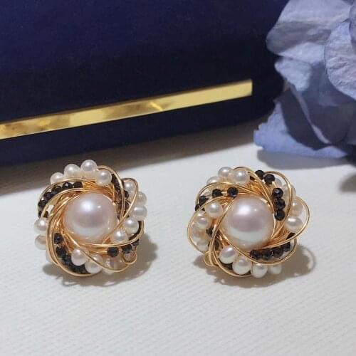 Stud Earrings with Natural Fresh Water Pearls,Lady style for women earrings,Fashion gift for Wedding birthday party decoration