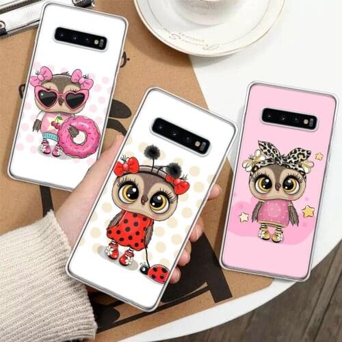 Cute Owl Hearts Lover Silicon Phone Case For Samsung Galaxy A51 A71 A70 A50 A40 A30 A20E A10S A01 A21 A6 A7 A8 A9 Plus + Cover