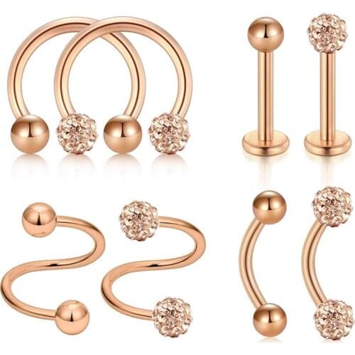 Ear Spiral Ear Nose Throat Wearing Ear Conch Cartilage Earrings Nasal Hoop Nasal Perforation Twisted Spiral Barbell Curved Ball