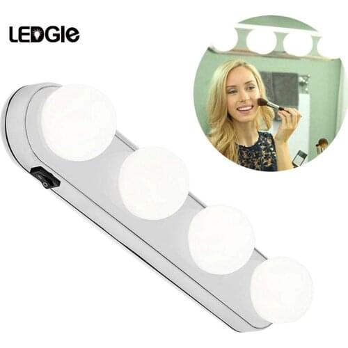 Hollywood Led Mirror Lamp PlasticVanity Lights Suction Cup Vanity Makeup Light Table Bathroom Room 4 LED Bulbs Cosmetic Light
