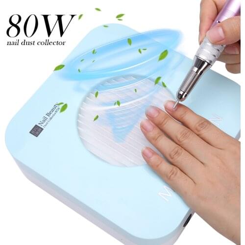 80W Nail Dust Collecting Fan With Fine Filter Nail Drill Machine Accessory Professional Manicure Tools Nail Vacuum Cleaner