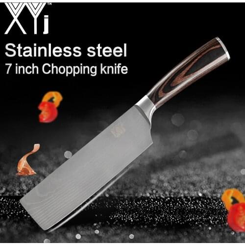 XYj Chef Knife Kitchen Knife Japanese Butcher Meat Cleaver Vegetable 7 inch Stainless Steel Nakiri Cooking Cutter Chooping Knife