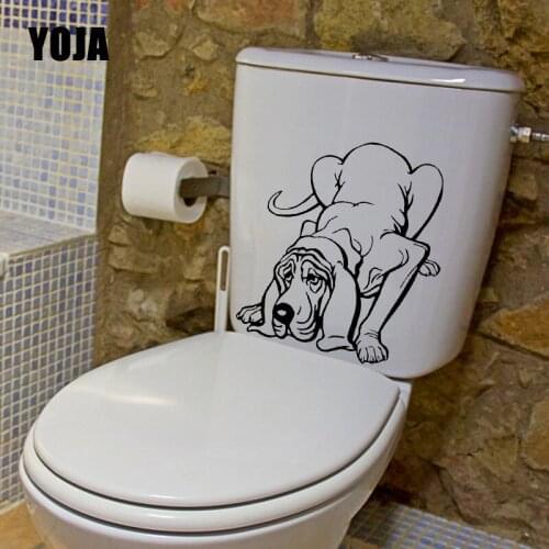 YOJA 21.7X24.2CM Cute Pets Puppy Dog Animal Kids Room Decoration Wall Stickers Toilet Decal T5-1638