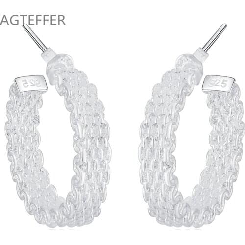 AGTEFFER 925 Sterling Silver Earring For Women Round Stud Earring Christmas Gift Party Wedding Fashion Jewelry Free Shipping