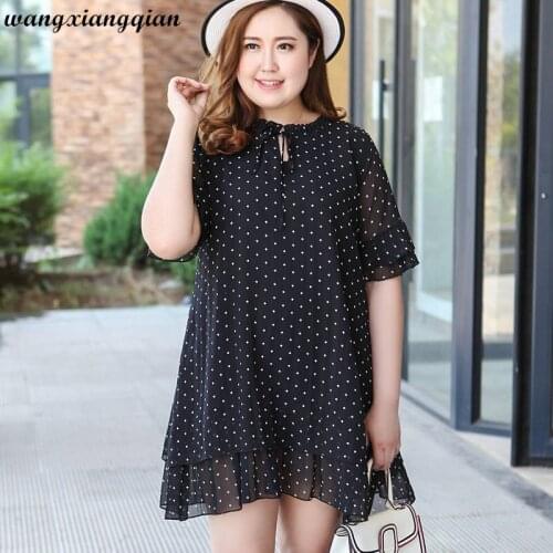 2020 Summer Promotion New Large Size Womens Chiffon Dress Fashion Loose Ruffled Short Sleeve Star Shape Floral Dress A643