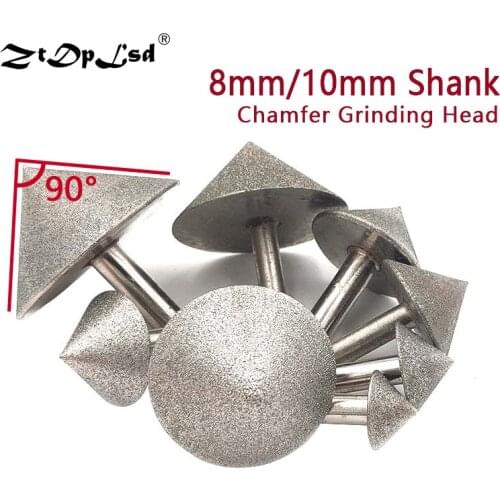 ZtDpLsd 1PCS 20-60MM Plating Diamond Cone Chamfer Grinding Head 90 Dregree For Stone Jade Glass Drilling Chamfer Grinding Head