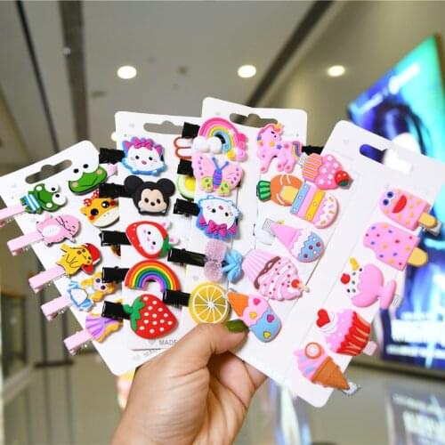 10PCS/Set New Cute Cartoon Barrettes Hair Clips for Girls Ice Cream Fruits Hairpins Children Sweet Fashion Hair Accessories