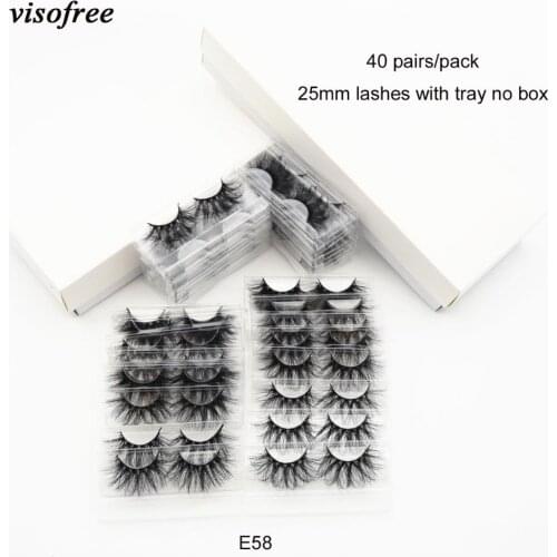 40 pairs/lot visofree 25mm lashes makeup 3d mink eyelashes 100% cruelty-free handmade dramatic lashes fluffy mink eyelashes E58