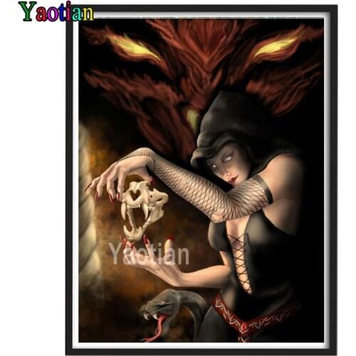 5d Diamond Painting Mosaic Full Square Diamond Embroidery Witch horror skull snake Diamond Painting Handicraft Home Decor
