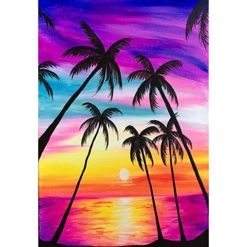 5D Diamond Painting Full Drill Square Round Landscape DIY Diamond Embroidery Seaside Sunset Picture of Rhinestone Sunrise Gift