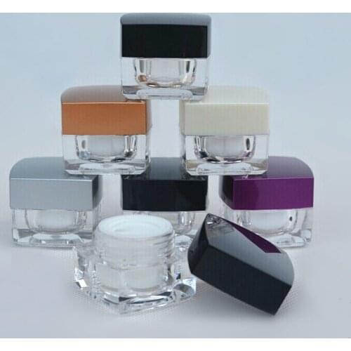5g plastic few colors square cream bottle/jar/pot/tin for serum/eye cream/essence/moisturizer/sample/art nail skin packing