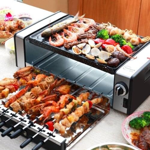 Electric Grill Automatic Rotating Smokeless Electric Baking Oven Multifunctional Korean Barbecue Furnaces BBQ Grill Rotisserie