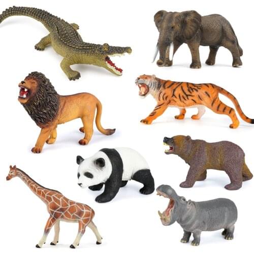 Large size Zoo Animal crocodile hippo giraffe panda lion tiger Model Soft glue Action Figures Educational toys Gift For Kids