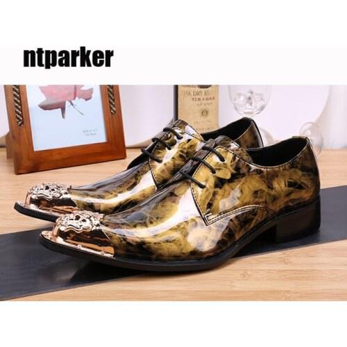Ntparker Rock Handsome Man Shoes Pointed Toe Man Dress Leather Shoes, Party/Business/ Wedding Shoes for Man, EU38-46