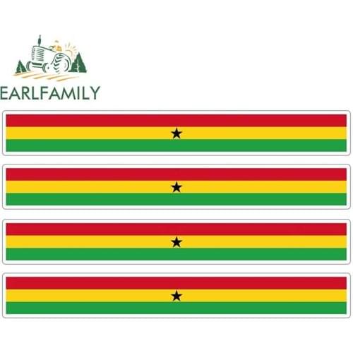 EARLFAMILY 4pcs Car Stripe Motorcycle Racing Flag Sticker Skateboard Decal Bike Moto Tuning Ghana Car Stickers