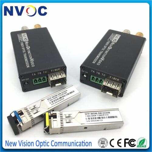 Full HD 1080P Mini 1Ch Bi-directional HD-SDI Fiber Optical Transceiver SM SX 20KM LC SFP Mini HD-SDI Fiber Converter