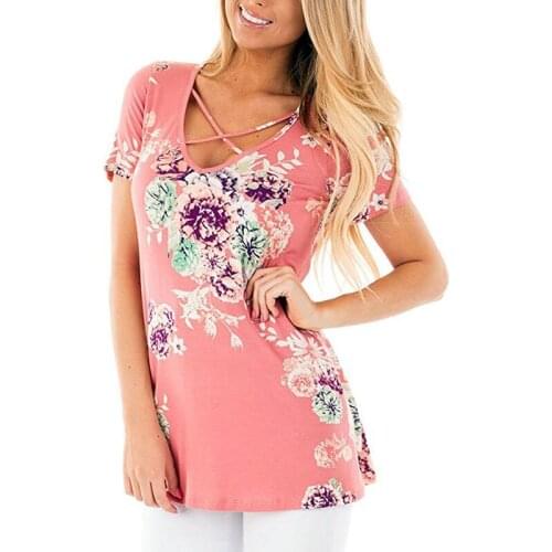 Fashion Women Tees T-Shirt Casual Floral Print ladies Shirt Female Print Short Sleeve 3 Camisetas Mujer Harajuku Loose Top