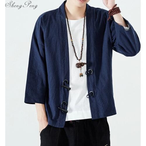 Kimono cardigan men black japanese kimono men samurai costume male yukata haori japanese clothing V1411