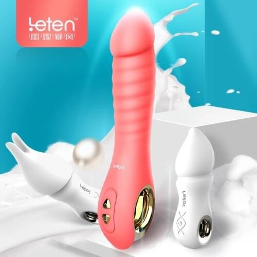 Leten Heating Automatic Piston Telescopic G spot Vibrating Stick Female Masturbation Realistic Dildo Vibrator Sex Toys For Women