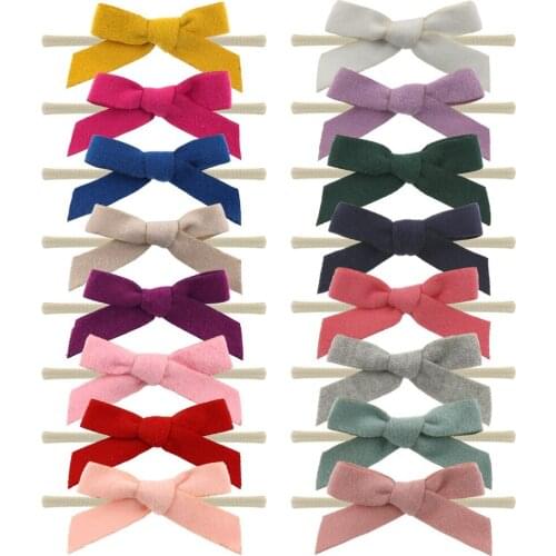 Little Bow High Elastic Nylon Rubber For Girls Simple Solid Design Hairbands Without Clips Soft Hair Rope Kids Accessories