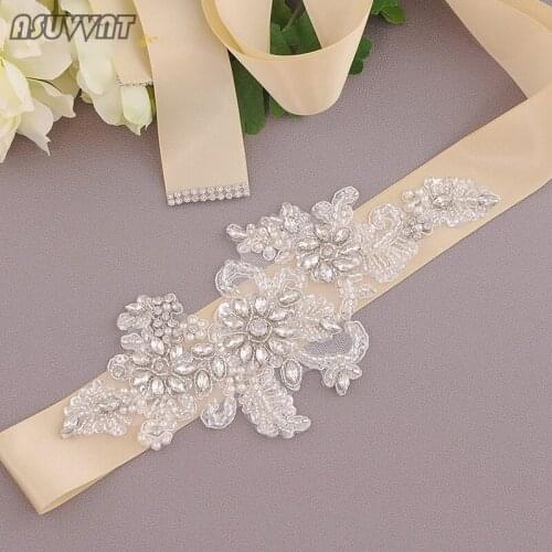 Fashion Womens Belt Rhinestones Pearls Sash Flowers Belts Bridal Bride Crystal Sashes Belt For The Party Wedding Evening Dress