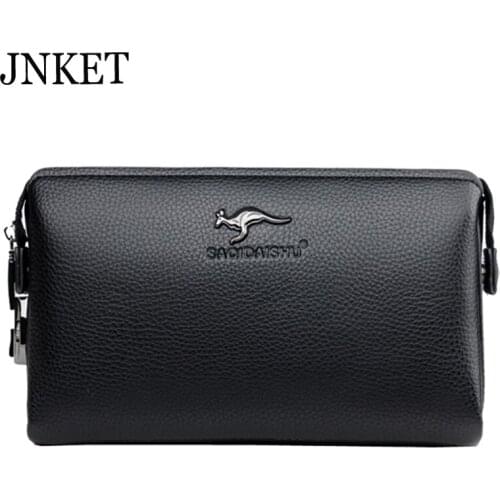 JNKET Combination Lock Mens Clutch Wallet PU Leather Zipper Long Wallet Business Leisure Large Capacity Multifunctional Handbag