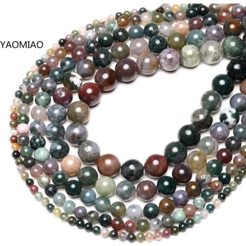 Wholesale Fctory Price Natural Stone Smooth Indian Agat Round Loose Beads 16" Strand 4 6 8 10 12MM Pick Size For Jewelry Making