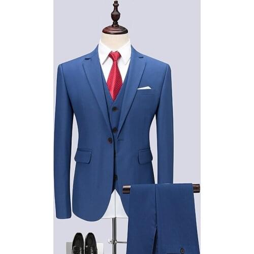 Jacket+Vest+Pants) 2019 Brand Men Suits Fashion party men suits dress Mens Slim Fit business Classic Wedding suit