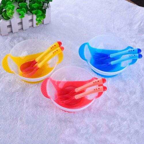 Solid Feeding Baby Dishes Childrens Tableware Learning Dishes Cup Assist Food Bowl Temperature Spoon Baby Feeding Bowl Fork