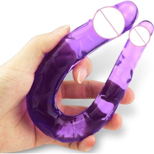 Jelly G-Spot Realistic Dildo Clitoris Stimulator Dual Head U Type Anal Butt Plug Intimat Female Masturbation Sex Toys for Women