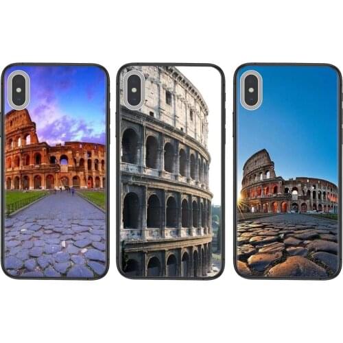 For Huawei Honor 8A 8C 8X 9 9A 9I 9X 10 10I 10X 20 20I 20S V10 V40 Lite P9 Colosseum Rome Italy Rubber TPU Cellphone Black