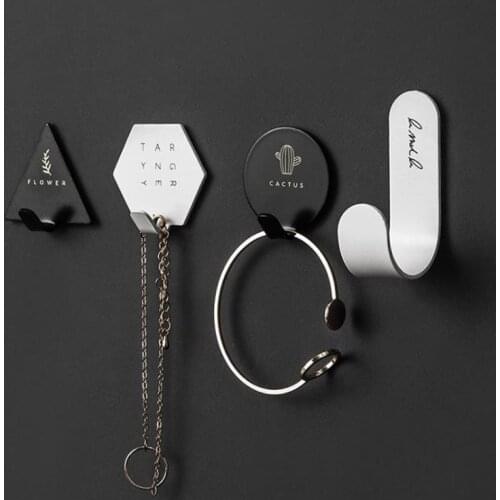 Ginmino self-adhesive wall hooks black and white stainless steel Towel hooks multi-purpose Hanging hook For bathroom and kitchen