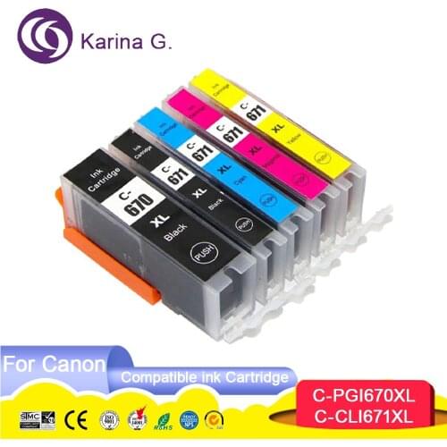 Compatible Ink Cartridge For Canon PGI670 PGI-670 CLI-671 For PIXMA MG5760 MG5765 MG5766 MG6860 MG6865 MG7760 MG7765 etc