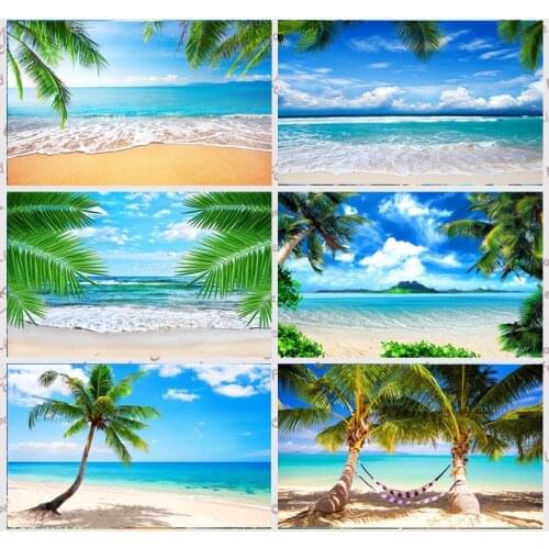 Tropical Beach Background Ocean Summer Wedding Party Photography Backdrop Decoration Banner Photo Booth Props