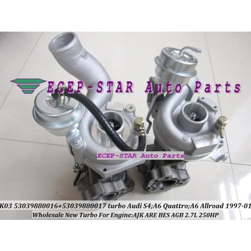 K03 53039880016 53039880017 53039700016 53039700017 Turbocharger For AUDI S4 A6 Allroad;A6 Qua-ttro 2.7L AJK ARE BES AGB 250HP