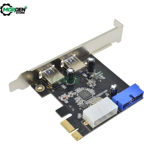 USB 3.0 PCI-e Adapter 2 Port USB to PCIE Front Panel 20Pin 4Pin Molex Power USB3.0 Hub PCI Express Controller Card Adapter
