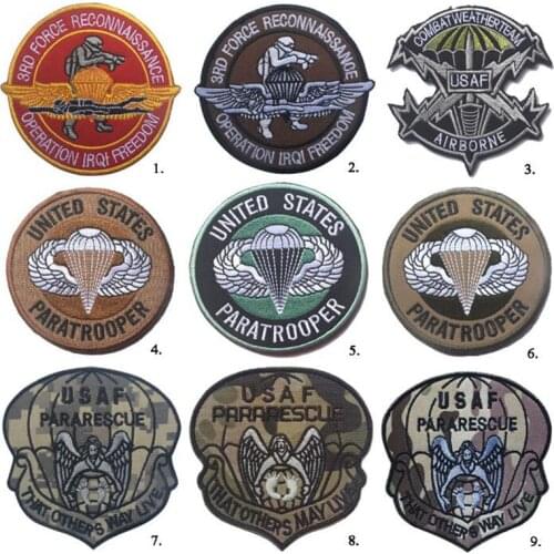 Embroidery Emblem US Paratrooper Embroidery Badge Tactical USA Air Force Garment Decoration Outdoor Hand Sewing Accessories