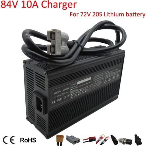 900W 72V 10A Lithium Charger Output 84V 10A Fast Smart Charger Used for 72V 20S Li-ion Ebike motorcycle Forklift Battery Pack