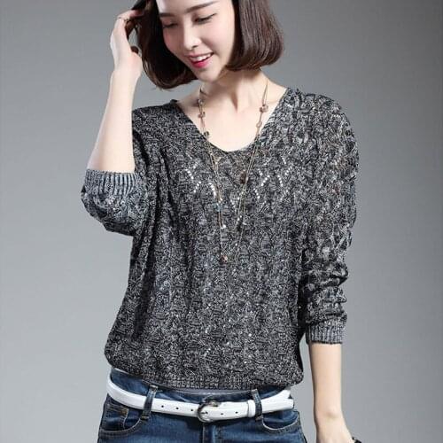 New Korean Fashion Knitted Jumper 2021 Spring Summer Women Oversized Hollow Out Pullover V Neck Bat Sleeve Sweaters Shawl Poncho