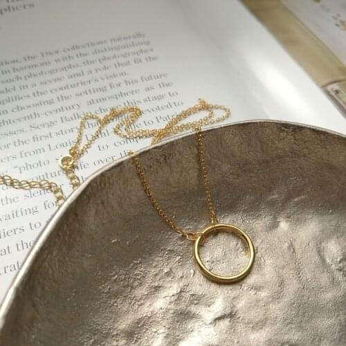 925 Sterling Silver Jewelry Woman Round Hollow Circle Necklace 925 Fashion Gift Short Chain Necklace Gold